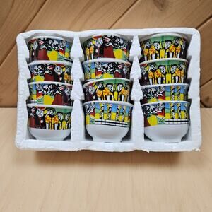 11 Ethiopian Queen Sheba Fine Art Porcelain Expresso Cups Traditional Ceremonial